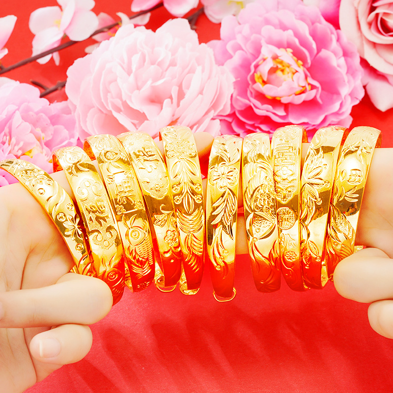 Pulseras vietnamitas de oro de arena para mujeres que no se desvanecen durante mucho tiempo, joyas de imitación de cobre dorado, puestos callejeros del mercado nocturno, pulseras populares de productos pequeños