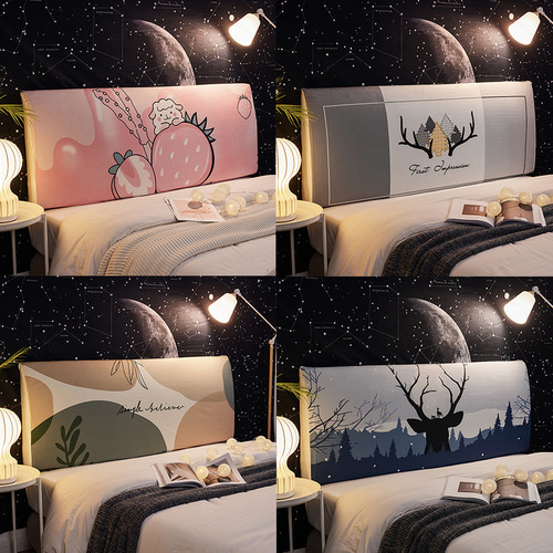 Nordic Nantong bedside cover bedroom simple bedside backrest cover all-inclusive elastic dustproof soft bag fabric protective cover