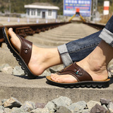 Сандалии, комфортная кожаная летняя пляжная обувь для отдыха, сланцы, 2023