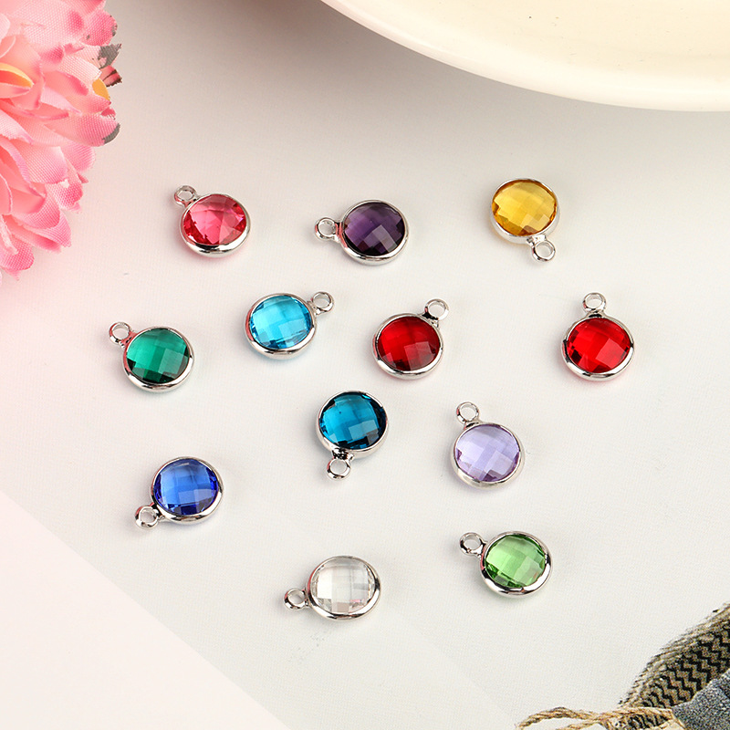 European and American December birthstone colored glass pendant birthstone DIY accessories necklace bracelet earrings small pendant