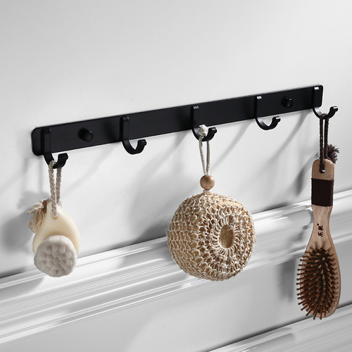 European black space aluminum hotel clothes hook hook row hook, clothes hook, coat hook, door back hook 3 to 5 hooks