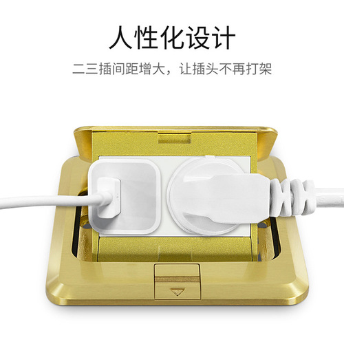 Delixi ground plug all-copper waterproof pop-up undamped household floor socket hidden ground five-hole socket