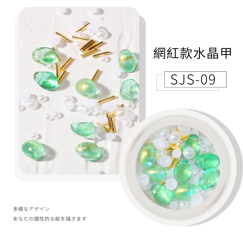 Joyería de piedra de cristal de uñas tridimensional color mágico japonés irregular Aurora piedra diamante decoración de uñas remache perla mezclada