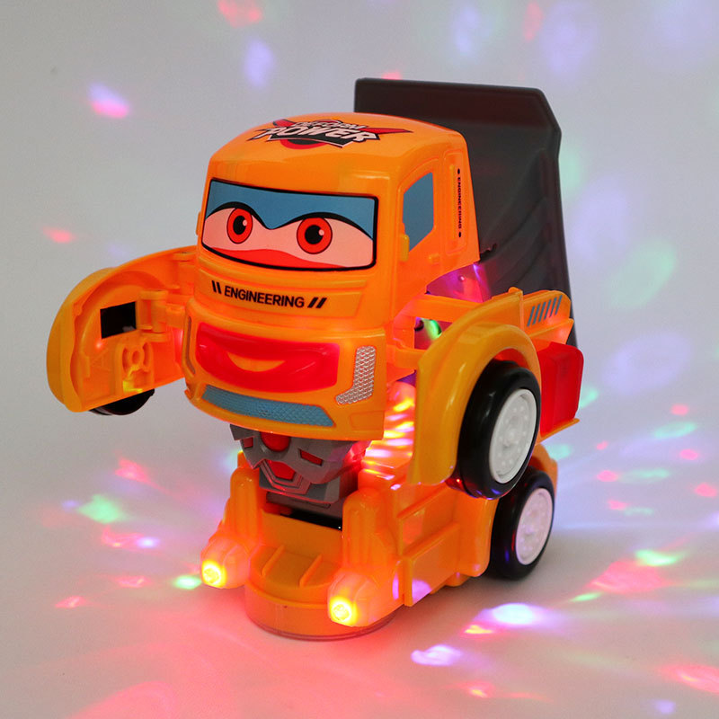 La misma transformación automática de Tiktok apaga la luz de la música giratoria universal eléctrico pequeño puesto DE VEHÍCULOS DE INGENIERÍA juguetes populares para hombres y mujeres