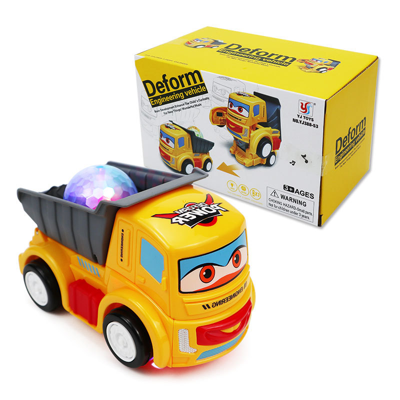 La misma transformación automática de Tiktok apaga la luz de la música giratoria universal eléctrico pequeño puesto DE VEHÍCULOS DE INGENIERÍA juguetes populares para hombres y mujeres