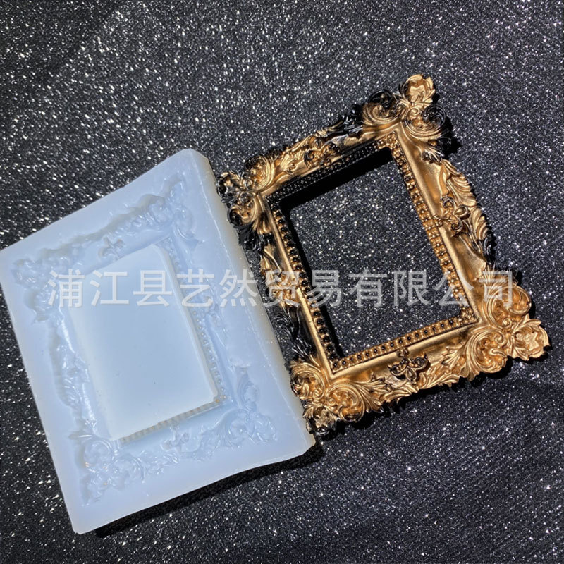 Bricolaje epoxi molde retro Europeo alivio marco de fotos decoración de fondo de silicona molde de Cristal epoxi Decoración