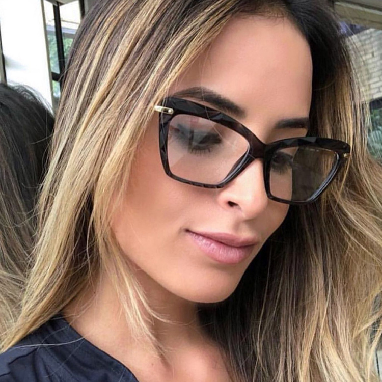 European and American trend Cat's Eye flat mirror 2020 new vintage crystal trim glasses frame without makeup jelly color glasses frame