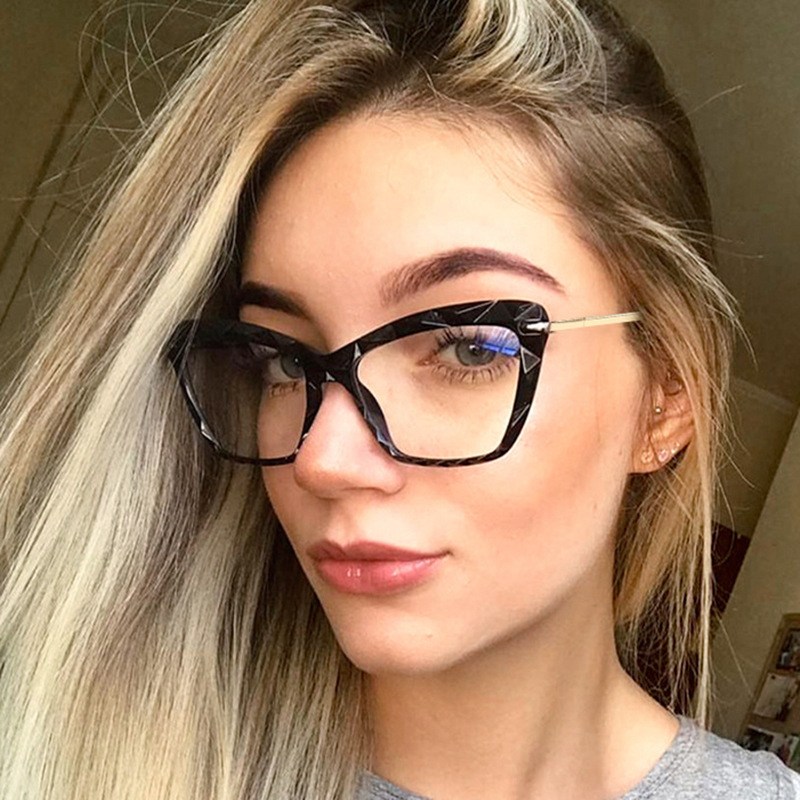 European and American trend Cat's Eye flat mirror 2020 new vintage crystal trim glasses frame without makeup jelly color glasses frame