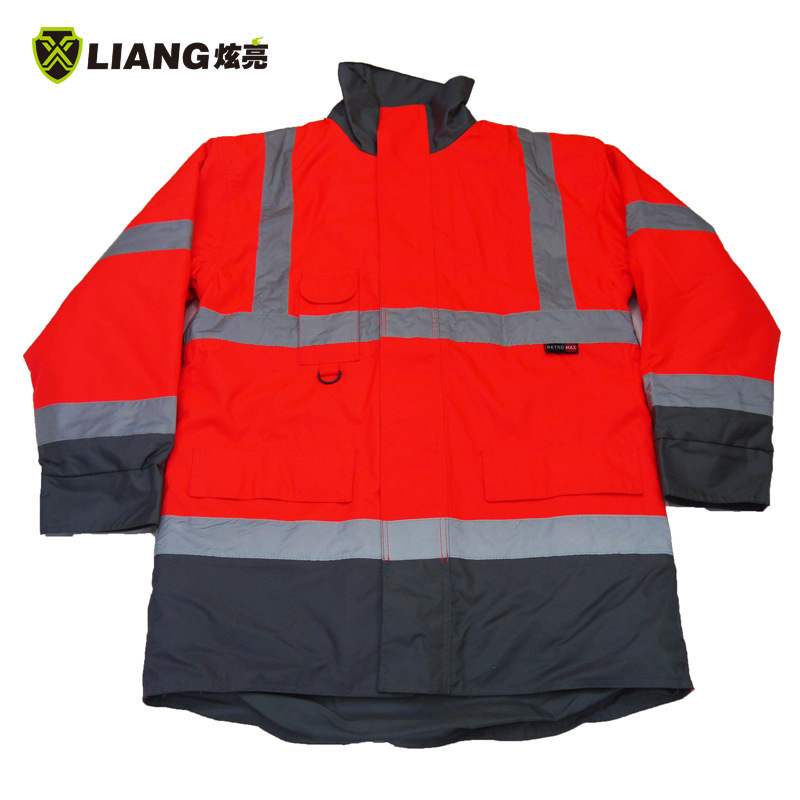 Reflective Jacket with Engineering Fluorescent Color Jacket Multi-Pocket Traffic Road Administration Safety Warning Protective Clothing Printable Logo