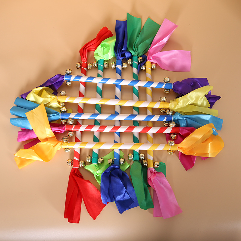 Manufactor wholesale children Flower stick kindergarten Morning exercises Small bell Coloured ribbon dance Rattle Cheerleading Cheer Coloured ribbon