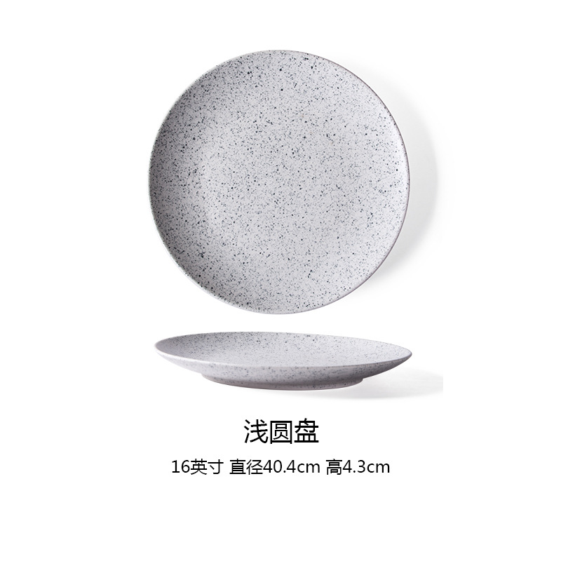 Blanco y Negro punto redondo crear filete pasta placa de cerámica