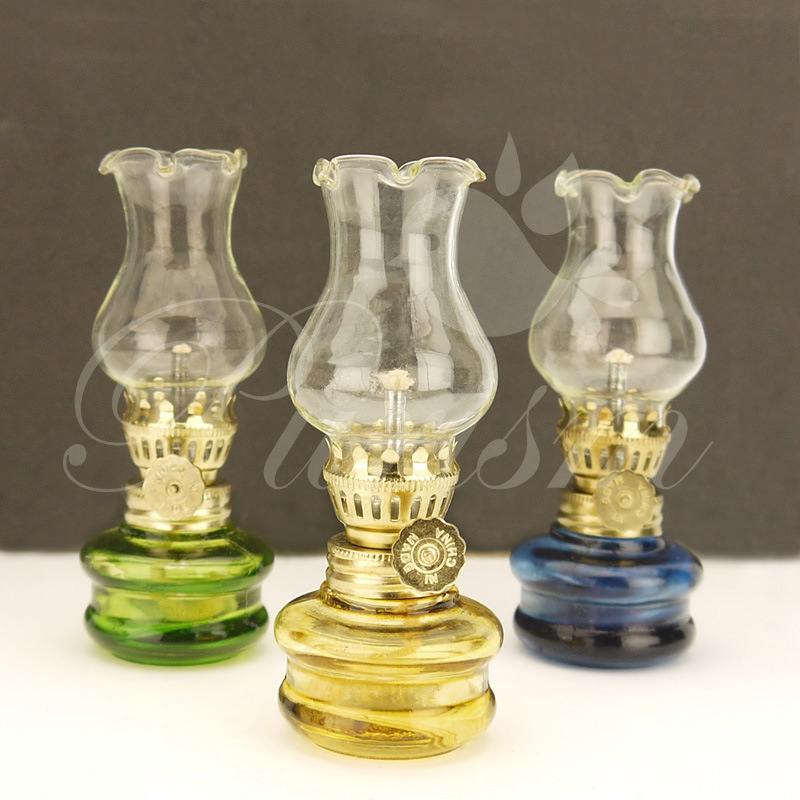 Retro vidrio artesanía colección Nuevo Hogar boda descendiente lámpara de Buda lámpara de mesa Lámpara decorativa iluminación pequeña lámpara de queroseno