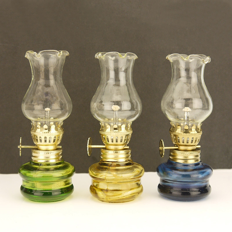 Retro vidrio artesanía colección Nuevo Hogar boda descendiente lámpara de Buda lámpara de mesa Lámpara decorativa iluminación pequeña lámpara de queroseno