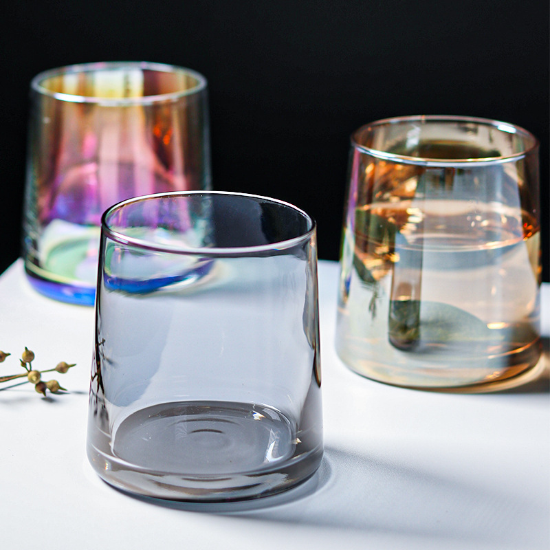 北欧炫彩透明饮料杯创意喝水杯果汁杯威士忌酒杯玻璃杯漱口杯简约