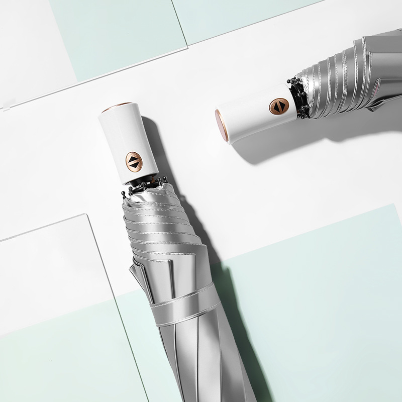 Dubbellaagse titanium parasol van topkwaliteit met zonbescherming, zilverkleurige lijm, anti-uv-koeling, UPF50+, Sunny Rain paraplu_voghion.com