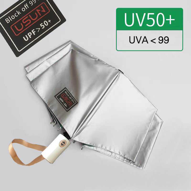 Dubbellaagse titanium parasol van topkwaliteit met zonbescherming, zilverkleurige lijm, anti-uv-koeling, UPF50+, Sunny Rain paraplu_voghion.com