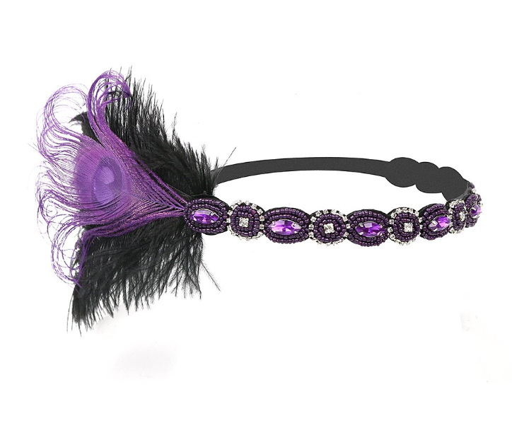 Tocado de plumas de los años 2020 rugiendo accesorios femeninos de los años 20 con diadema de Gatsby al por mayor