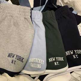 BM风 新款美式纽约字母刺绣高腰热裤bm短裤休闲运动裤显腿长合集