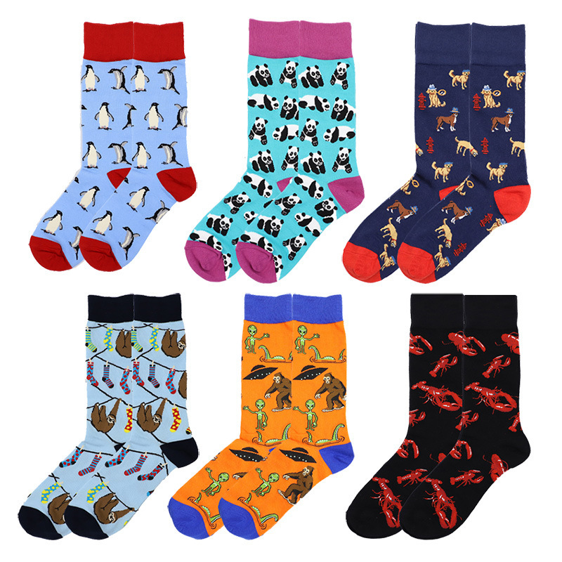 Cross-Border European and American Cotton Cartoon Animal Penguin Dog Panda Sloth Shrimp Fun Unisex Trendy Socks Foreign Trade Socks Mid-Calf Socks Cross-Border European and American Cotton Cartoon Animal Penguin Dog Panda Sloth Shrimp Fun Unisex Trendy Socks Foreign Trade Socks Mid-Calf Socks