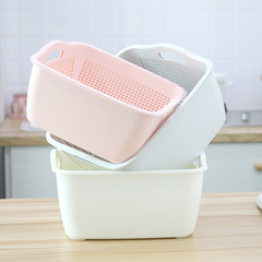 Double-layer thickened plastic sink drainer basket large bowl rack for home, leak-proof two-piece set, dormitory storage fruit drainer