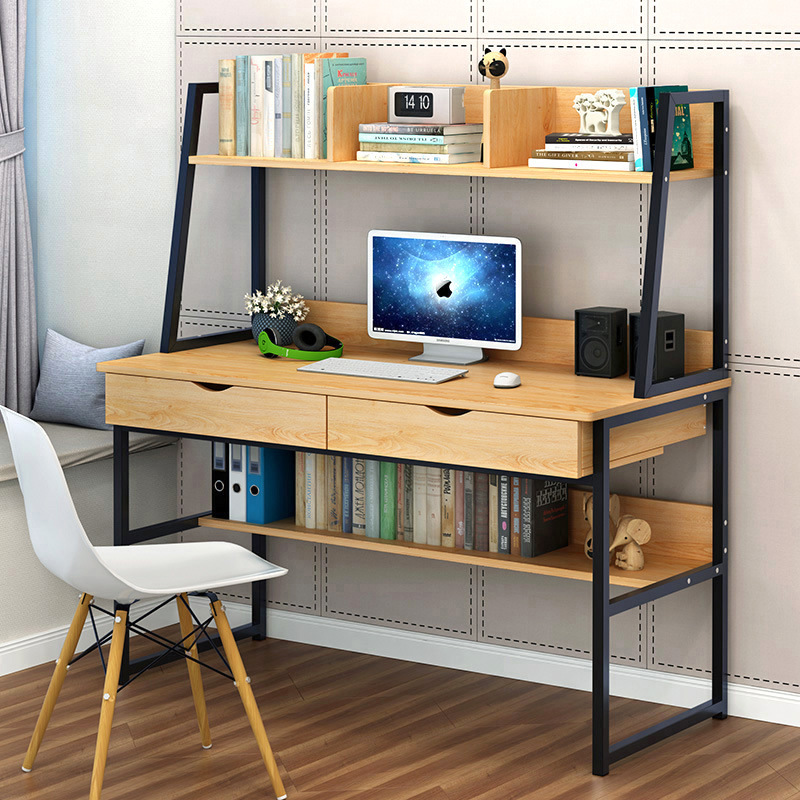 Computer Desktop Table Simple Modern Bedroom Home Student Writing Table Simple Office Desk Bookshelf Integrated Table