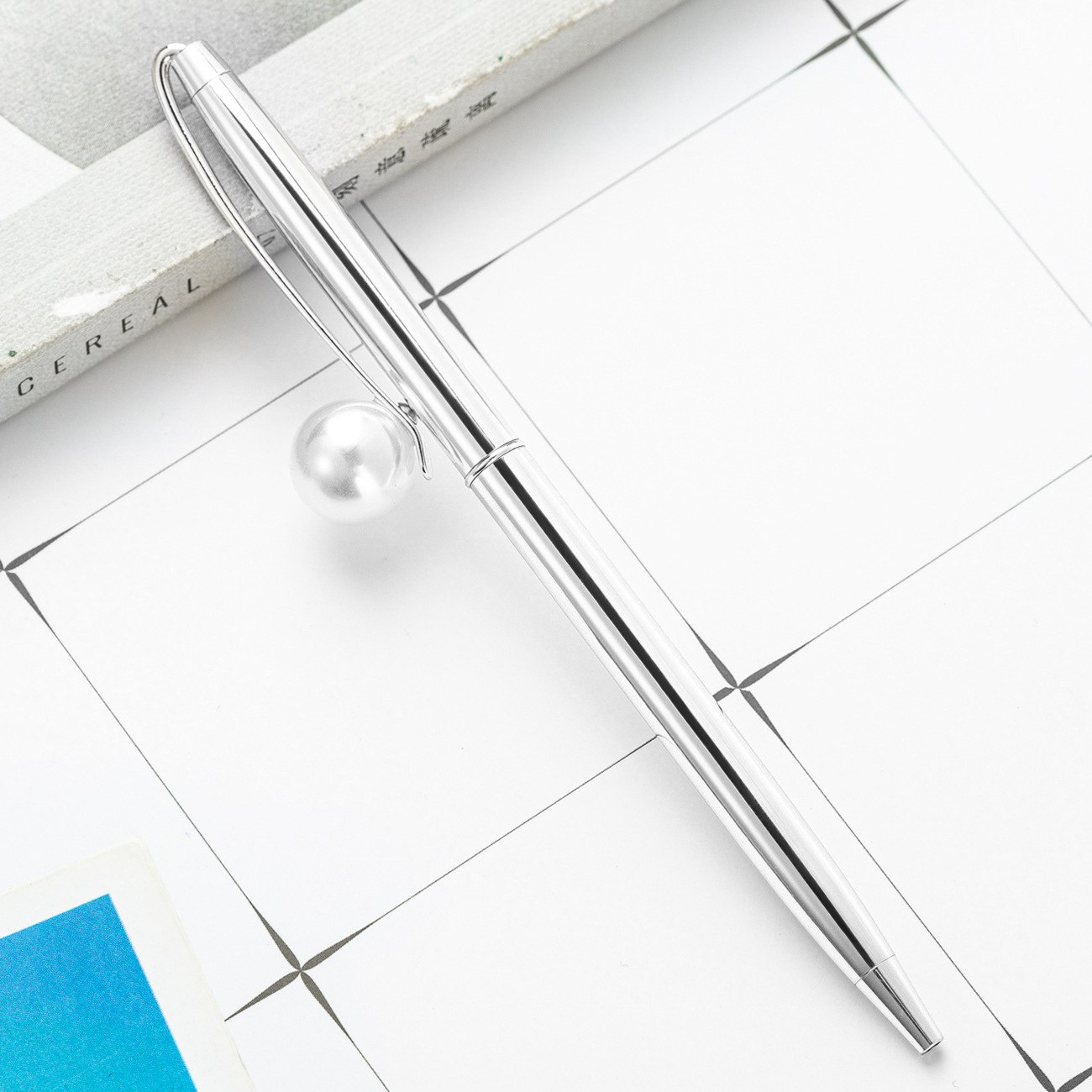 Fábrica en stock nuevo bolígrafo de metal perla pequeña pluma de regalo fresco pluma de publicidad al por mayor impresión de logotipo