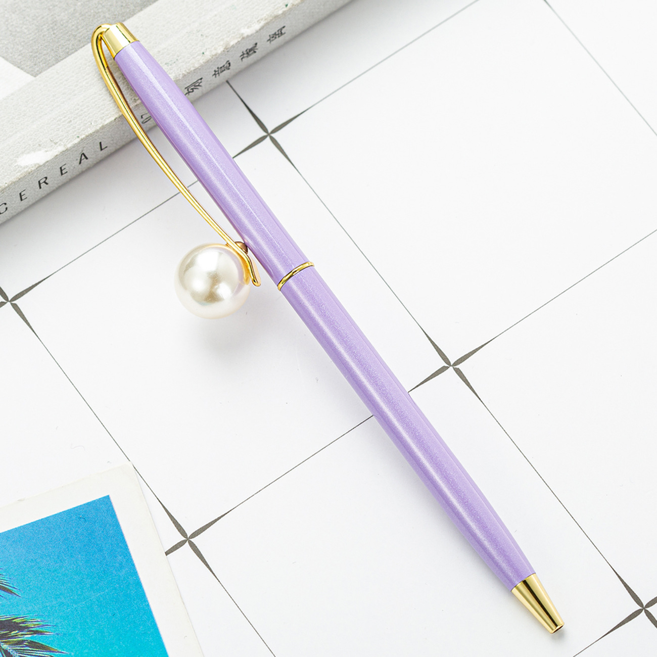 Fábrica en stock nuevo bolígrafo de metal perla pequeña pluma de regalo fresco pluma de publicidad al por mayor impresión de logotipo