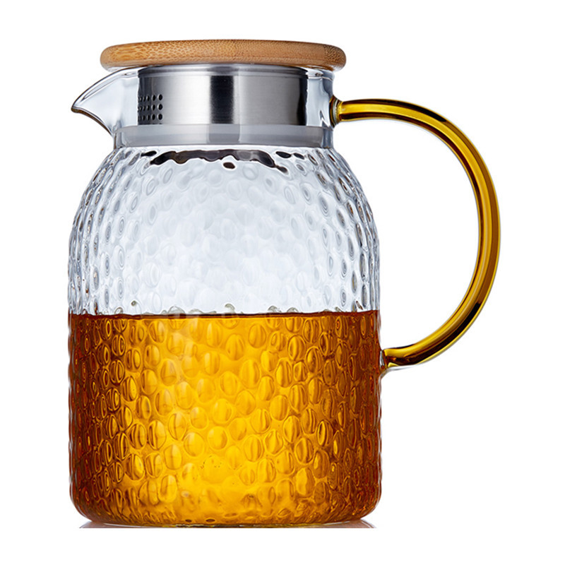Hammerline hervidor de agua de vidrio de borosilicato transparente hogar gran capacidad olla de jugo de bambú olla cubierta de acero