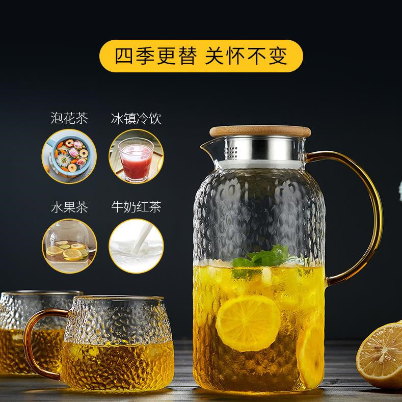 Hammerline hervidor de agua de vidrio de borosilicato transparente hogar gran capacidad olla de jugo de bambú olla cubierta de acero