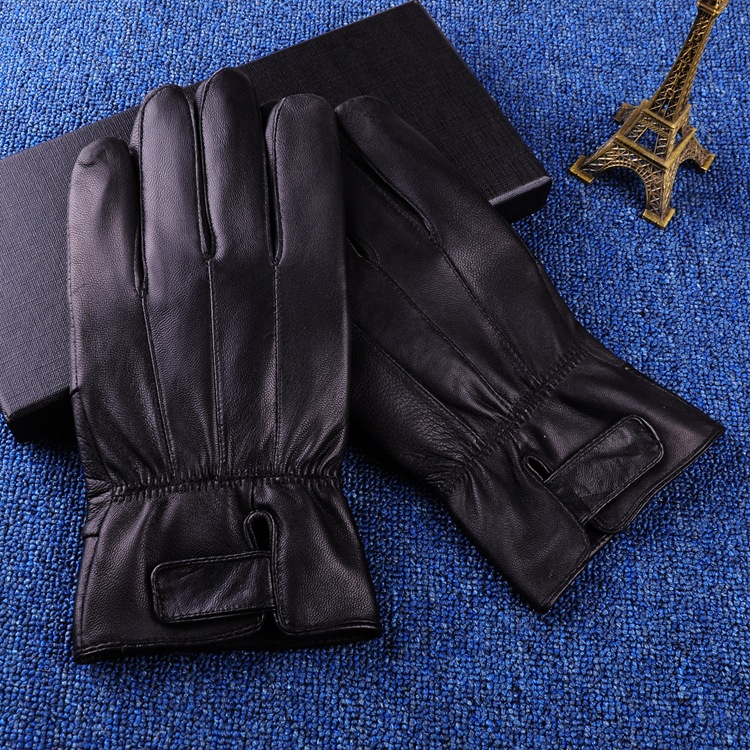 Otoño e Invierno real de piel de oveja de los hombres al aire libre de equitación forrado de lana engrosada patchwork guantes de piel de oveja de las mujeres al por mayor