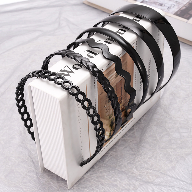 Simple Black Face Wash Non-Slip Toothed Hair Band Bangs Pressure Hair Hoop Women's Adult Hairpin Plastic Hairpin Headwear
