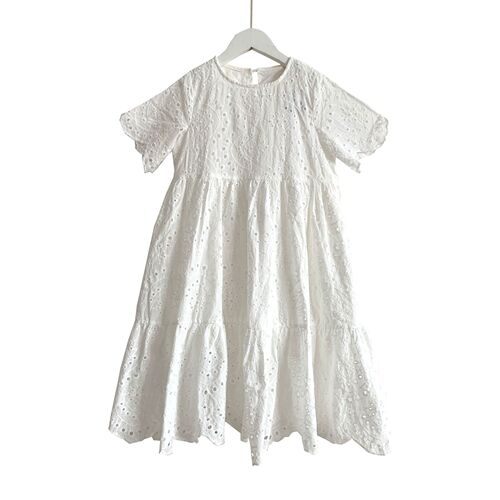 Little Girls' Summer Short Sleeve Lace-up Princess Dress  New Style for Middle and Big Kids, Cute Girls' Dress