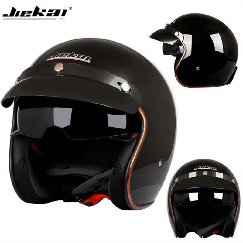 Jiekai Helmet 510 Motorcycle Helmet with Built in Lens Retro Motorcycle Helmet DOT Certified Helmet
