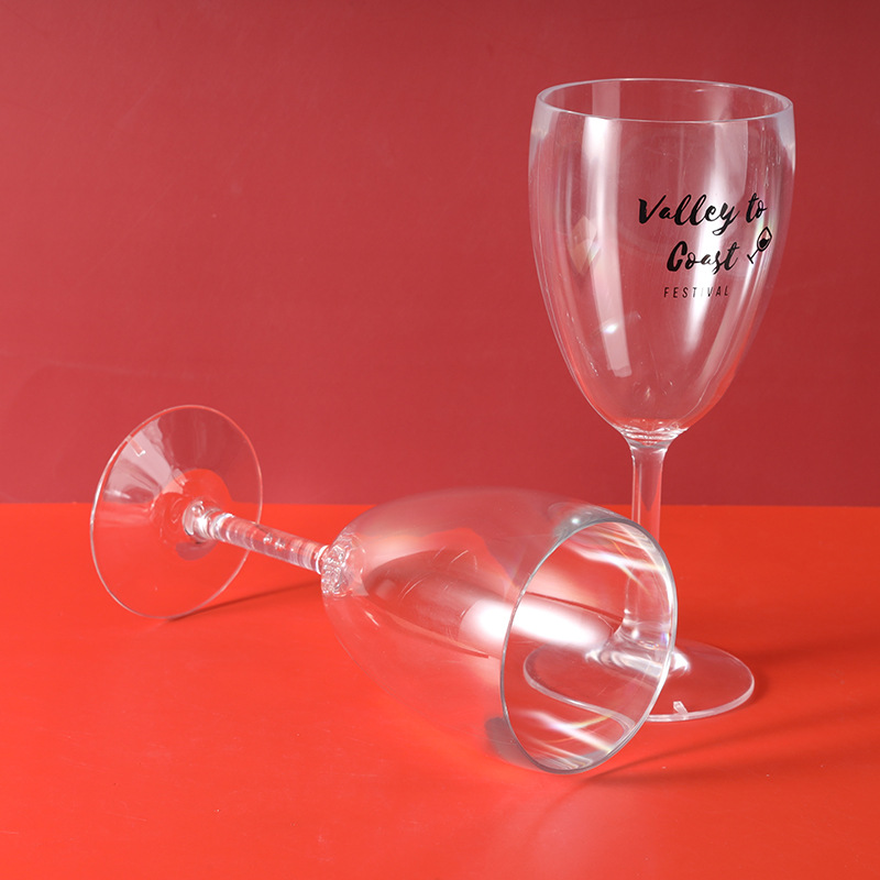 Taza de alta calidad de material PS transparente para hoteles caseros cócteles de vino de champán taza de vino de plástico