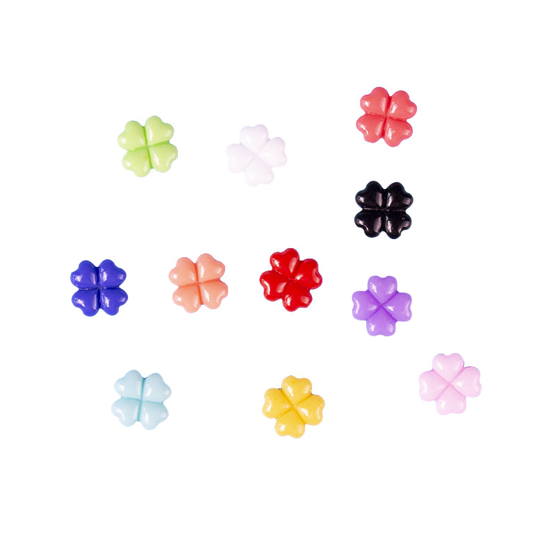 Accesorios de resina 8mm afortunado trébol de cuatro hojas DIY Stud pendientes material crema goma teléfono móvil Shell horquilla cuerda de pelo image 6