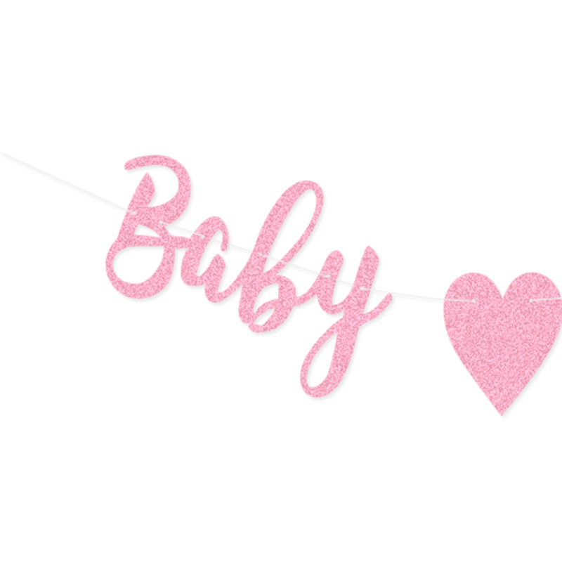Baby shower party Decoration string flag fábrica Bienvenido Baby Decoration baby girl Glitter letter Garland