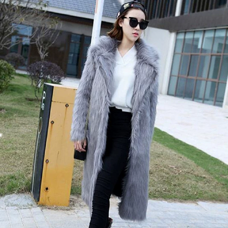 Amazon AliExpress трансграничная Европа и США на осень и зиму Шуба Из Искусственного Меха Женская длинная Искусственная шуба из меха лисы
