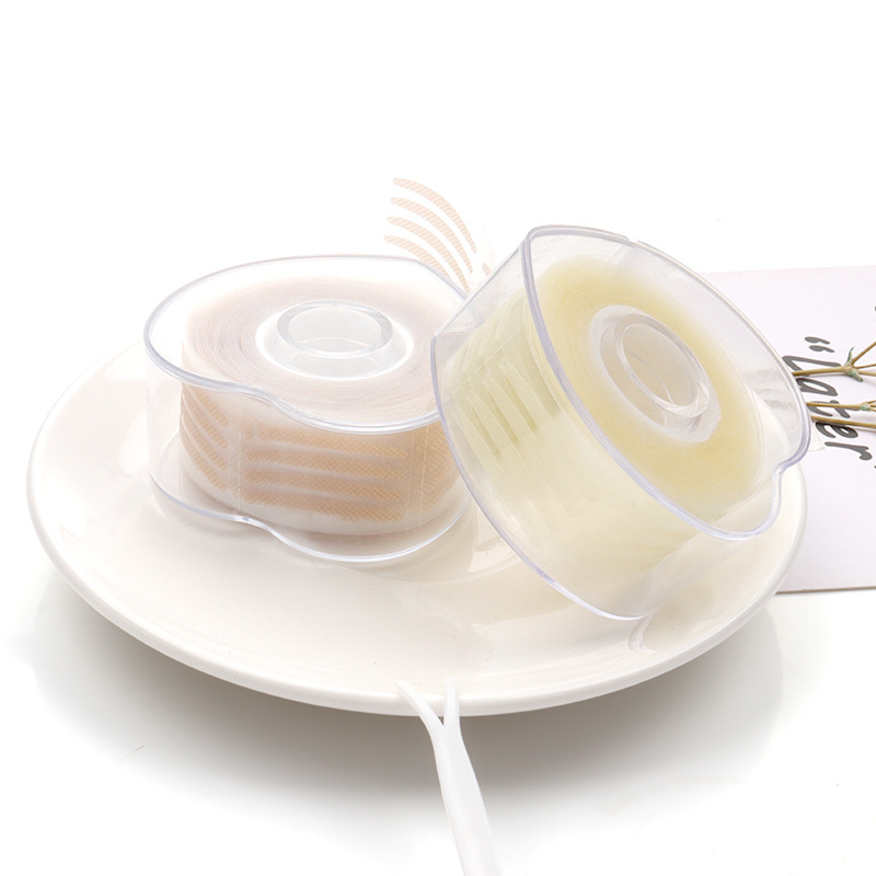 Venta al por mayor doble párpado pegatinas rollo malla redonda en forma de corazón transpirable invisible doble párpado pegatinas 600 pegatinas por rollo