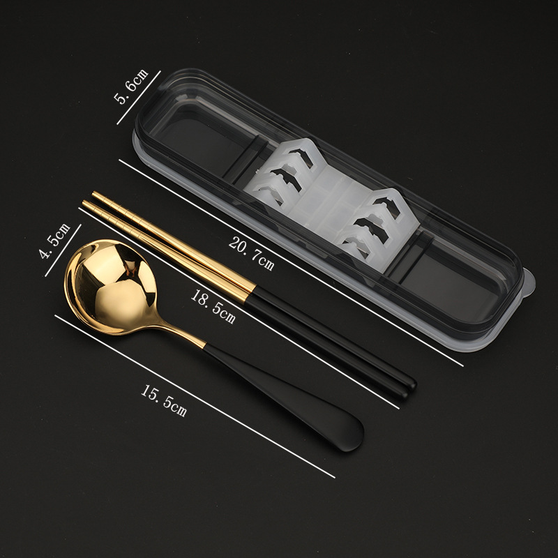 숟가락 젓가락 세트 (블랙 골드) 3.5mm 두께