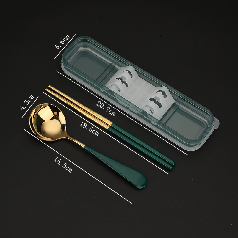 숟가락 젓가락 세트 (녹색 금) 3.5mm 두께
