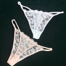 丁字裤女 性感窄边法式诱惑镂空棉内档细带T裤学生蕾丝内裤