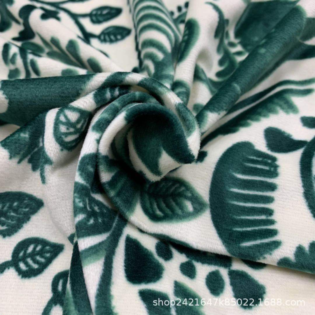 厂家供应    1.5毛经编水晶超柔印花    毛毯玩具家纺面料