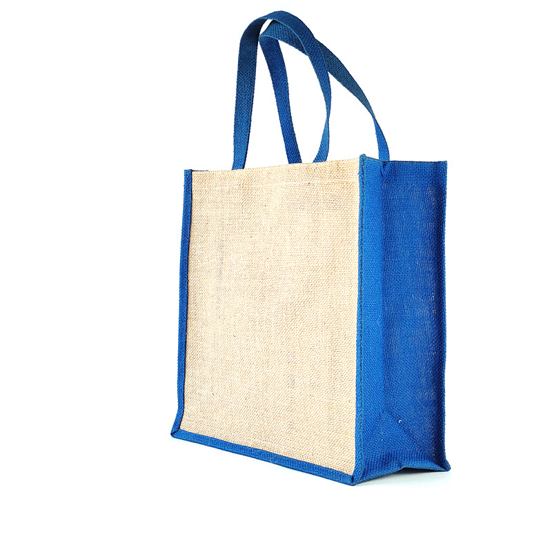 专业厂家定做染色麻布袋天然黄麻粗麻布袋 拼色礼品棉亚麻手提袋