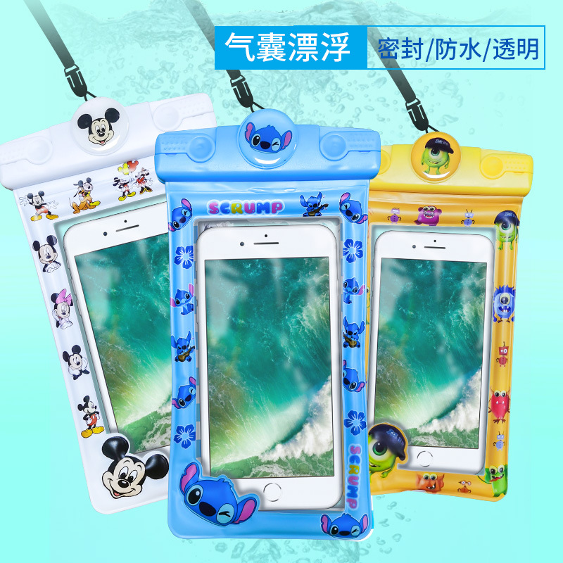 PVC de dibujos animados teléfono móvil bolsa impermeable bolsa de aire flotante bolsa impermeable teléfono móvil bolsa pantalla táctil natación Cámara subacuática bolsa de teléfono móvil