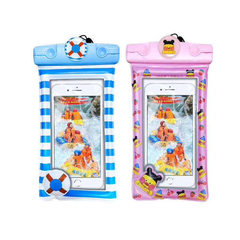PVC de dibujos animados teléfono móvil bolsa impermeable bolsa de aire flotante bolsa impermeable teléfono móvil bolsa pantalla táctil natación Cámara subacuática bolsa de teléfono móvil
