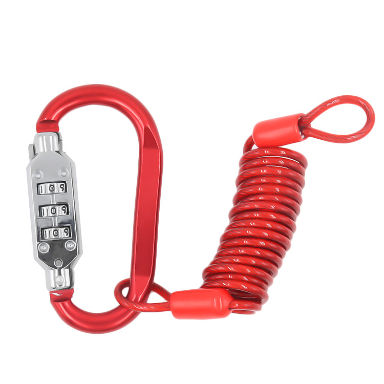ワイヤーロープカラビナD型バックルパスワードロック南京錠亜鉛合金ヘルメットロックデジタルロックスポットセパレートロック