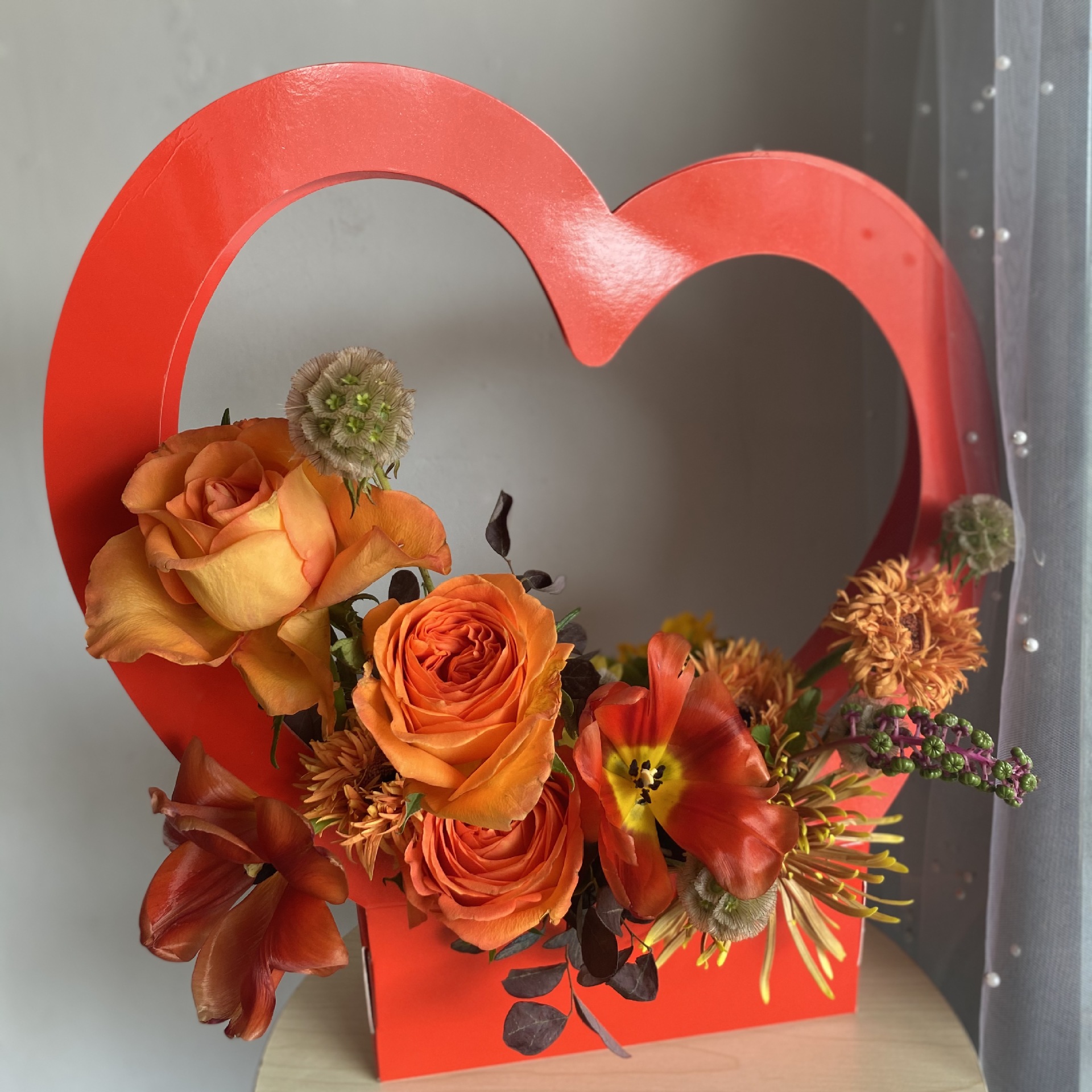 Bolsa de mano con diseño de flores, caja de flores en forma de corazón para el Día de San Valentín, caja de regalo para flores, caja de embalaje para arreglos florales, cesta de flores de papel