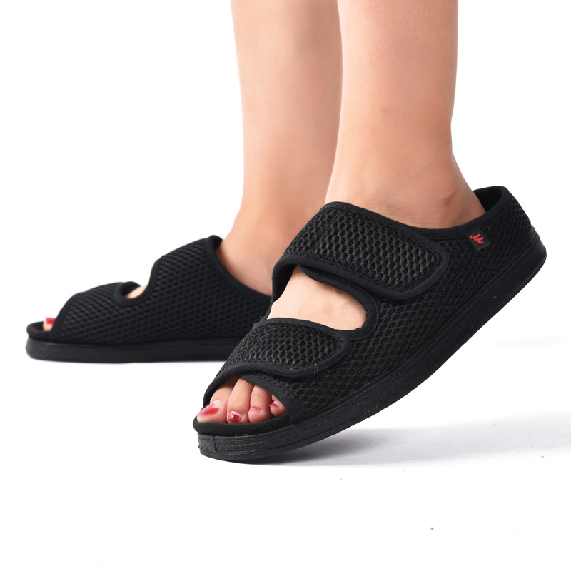 Chivago sandal jaring lebar untuk tulang kaki, sepatu kain baru musim semi/panas ffy lebar empuk dapat dibuka dan nyaman