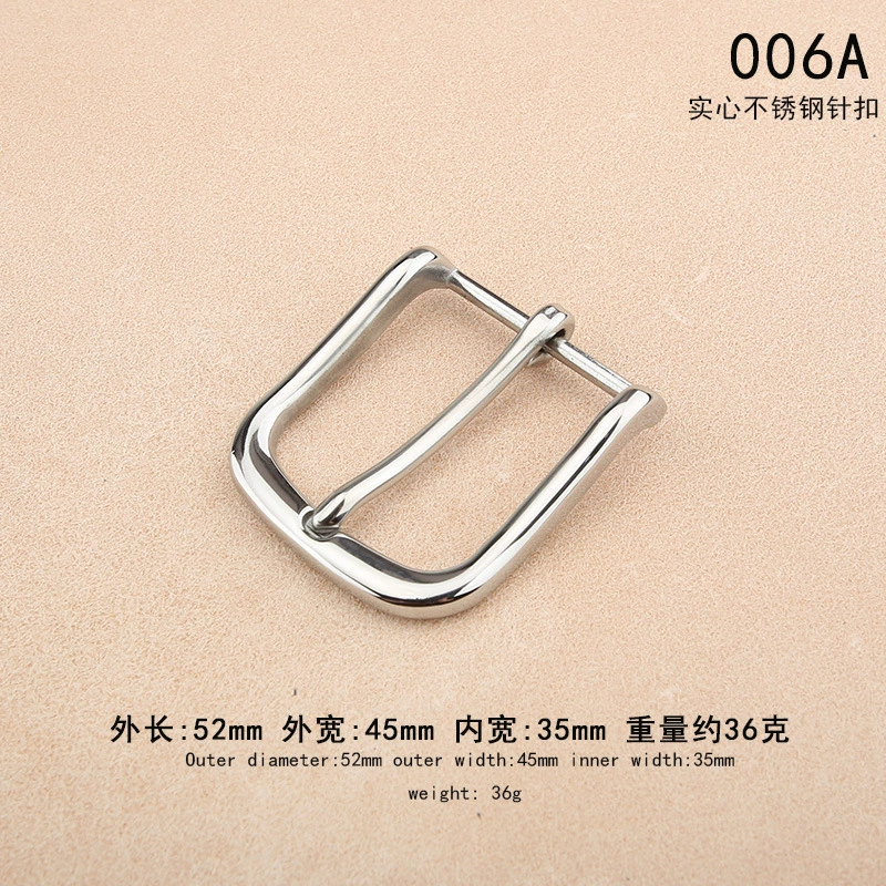 Belt Buckle, Stainless Steel 3.5 cm, Polished Pin Buckle for 3.3–3.4 cm Belts