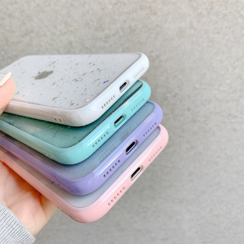 Чехол для телефона (Apple) серии iPhone 11–14, силикон, край со звёздной блёсткой
